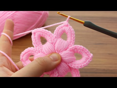 100'1!!👌 tunisian * Super Easy Tunisian Crochet flower  Beginners online Tutorial *