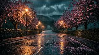 Don't Miss Out on the Most Relaxing 6 Hours of Your Life - Cherry Blossoms in the Rain at Night!