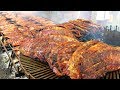 Biggest Rib Grill in Europe. Huge ! Seen on the Road in Italy. World Street Food