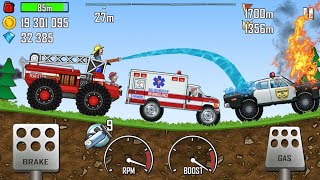 Hill Climb Racing 1 - Fire Truck, Ambulance, Police Car in FOREST Walkthrough Gameplay