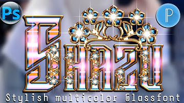 new glass font editing | how to make stylish multicolor crystal glowing glass font in pixellab pscc