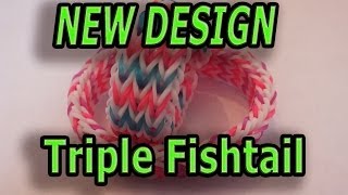 NEW DESIGN, Triple Fishtail, Rainbow Loom, Bracelet, ADVANCED LEVEL, EASY VERSION