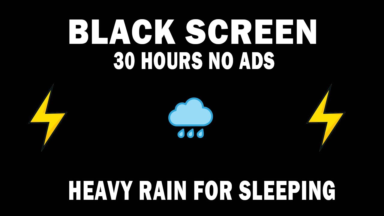 🔴 Heavy Rain and Thunder Sounds for Sleeping - Black Screen | Non Stop Rainstorm for Sleep