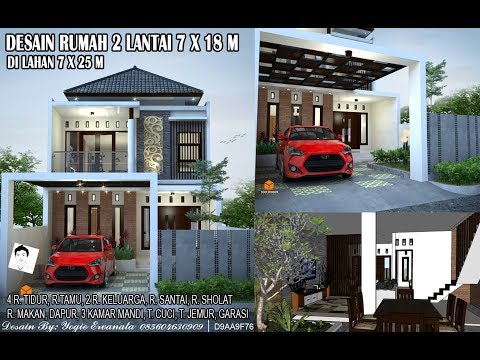 Desain Rumah 2 Lantai 7x18 M 4 Kamar Tidur Youtube