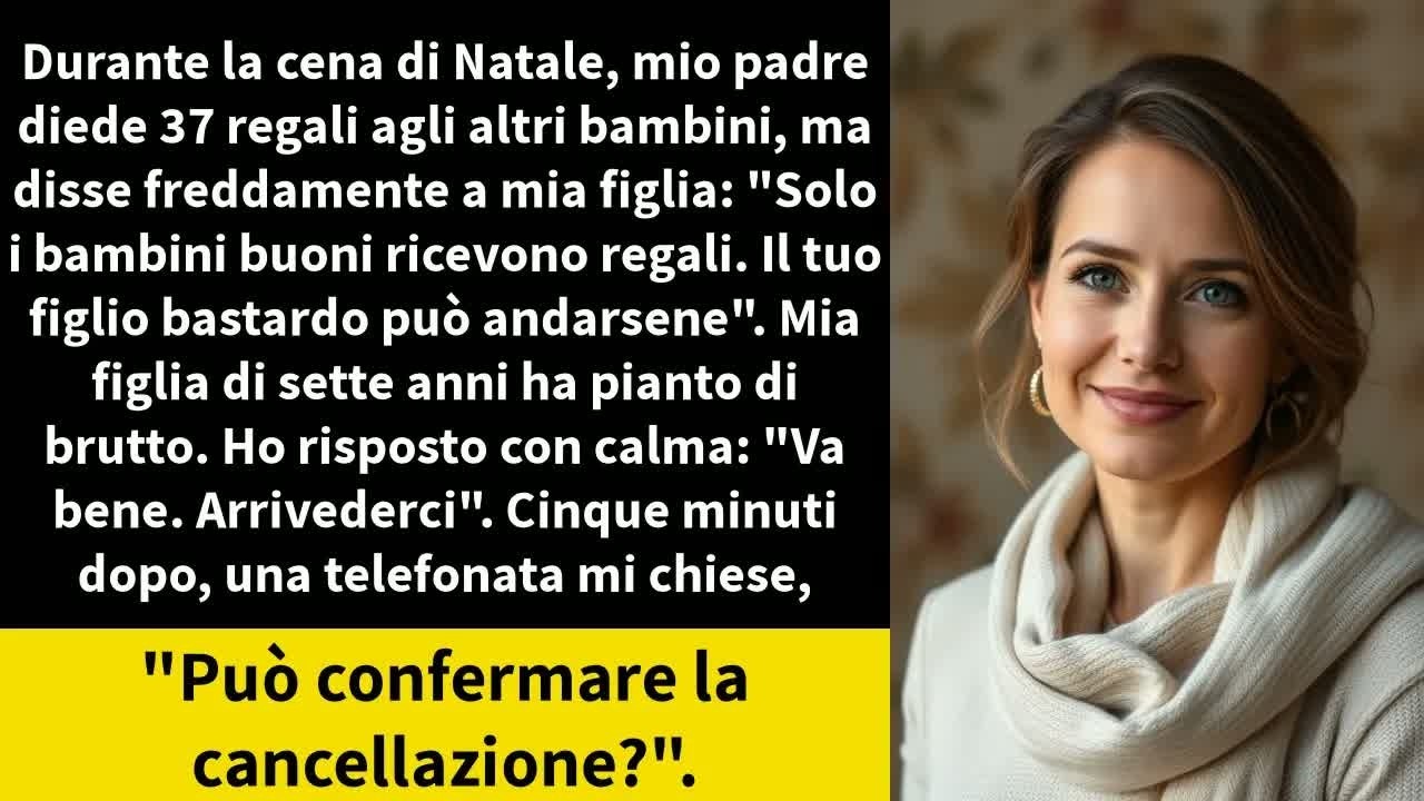 “Solo i bambini buoni ricevono i regali. Il tuo bastardo può andarsene.” Mio padre disse quelle parole davanti a tutta la famiglia, la sera della vigilia, mentre mia figlia di sette anni aspettava...