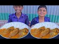 Whole Fish Curry with Rice Eating Challenge || Eating Competition