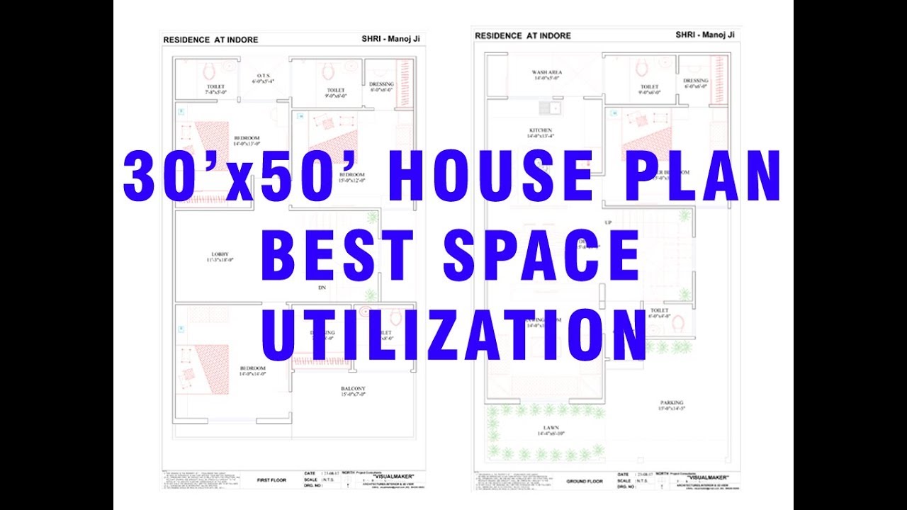 30x50 House  Plan  North  Facing  2  Story G 1 Visual 