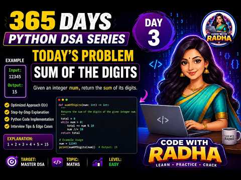 Sum of Digits in Python | Python DSA Day 3 🚀 | Interview Question Explained