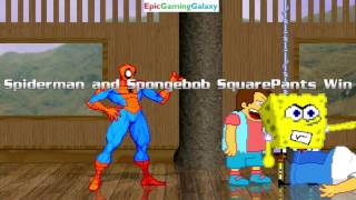 Sasquatch And Homer Simpson VS SpongeBob SquarePants & Spider-Man In A MUGEN Match / Battle / Fight