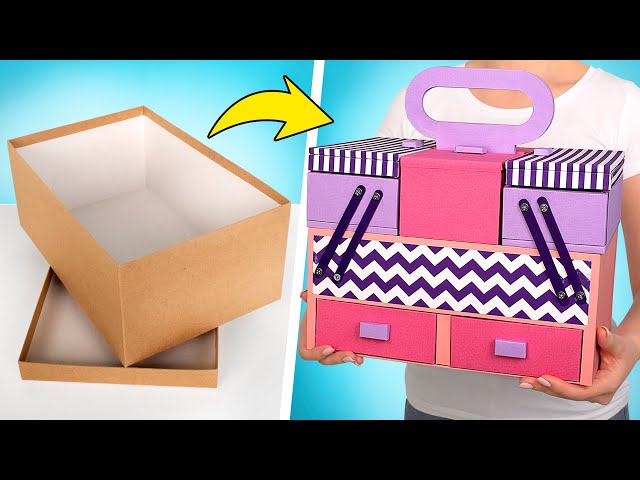 Una caja de zapatos se convierte en un organizador para maquillaje - YouTube