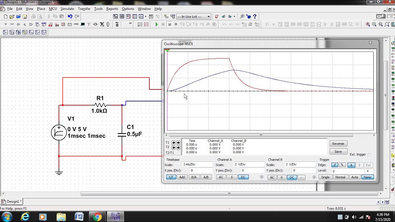 LOW PASS R - C CIRCUIT - EXPONENTIAL INPUT - MULTISIM - YouTube