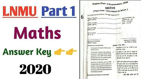 Lnmu bsc part 1 maths subsiadry objective answer key 2020