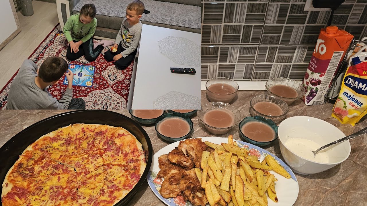 PRAVIMO POHOVANU PILETINU, POMFRIT I PUDING. A TU JE I PICA🥰#villagelife #food #cooking #recipe