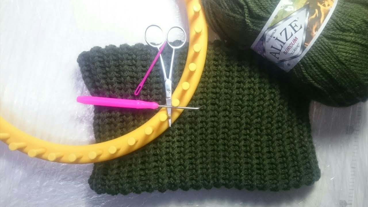 اسهل و اسرع كوفية بالنول || Scarf Cowl with loom 👍