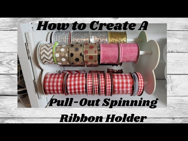 DIY ribbon holder made from stir sticks and dollar tree supplies