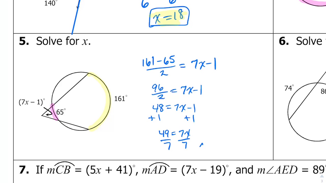 Arcs Angles Algebra YouTube