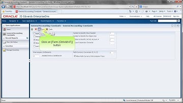 Accessing General Accounting Constants - JDE E1 91 - General Accounting