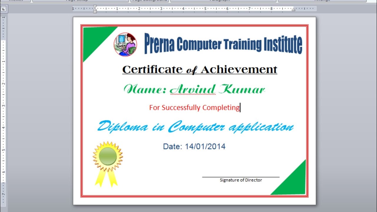 How To Make Certificate Design in Microsoft Office Word | MS Word Me ...