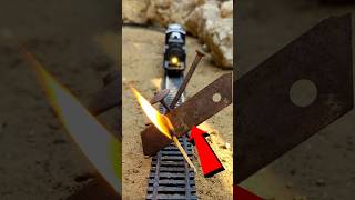 EXPERIMENT 😱 TRAIN VS GIANT IRON KNIFE BLOCKADE...