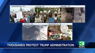 Thousands protest Trump administration across the US