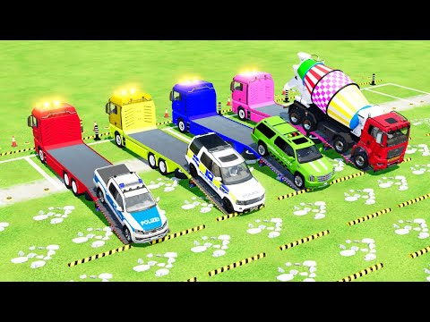 Police Cars Audi, Lizard, Volskwagen, Ford, Chevrolet And Transporting With Man Trucks ! Fs22 160