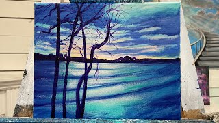 How To Paint “Moody Night” acrylic tutorial