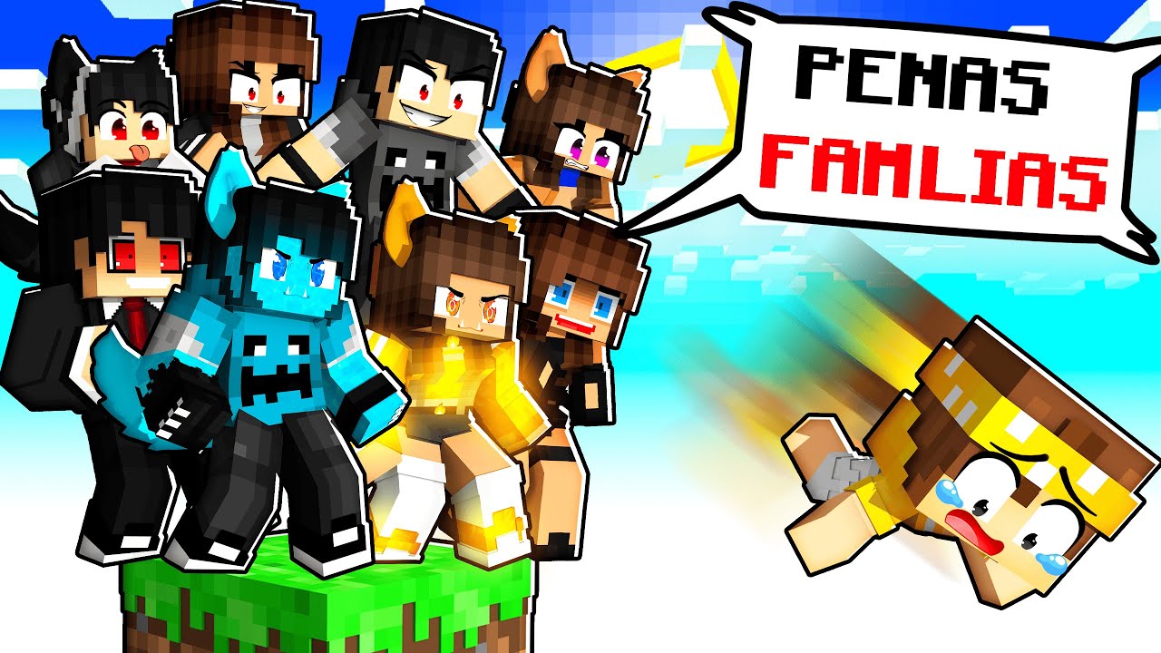 JOGANDO com MIL FAMÍLIAS em APENAS UM BLOCO no Minecraft - FILME COMPLETO