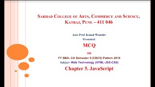 MCQs on Web Technology - Java Script by Asst. Prof. Komal Wanshiv