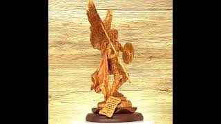 Saint Raphael Archangel Statue Carved, Holy Land Olive Wood from Bethlehem #catholicgifts #angelart