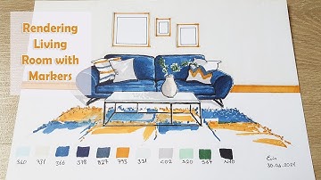 Hand Rendering Living Room with Markers //Tutorial //Interior Design //Living Room Design /Part 01