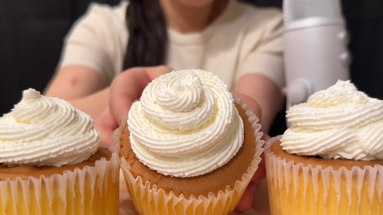 【ASMR】クリームシフォンケーキを食べる【咀嚼音】