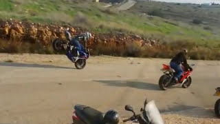 Israel Motorcycles Montage Wheelies Stopies [GSXR chain comes off]