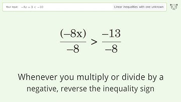 Solving Linear Inequalities: -8x+3 is Smaller Than -10