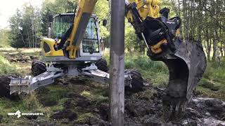 Stavba sloupů vysokého napětí / Construction of high voltage poles- Menzi Muck M340 / STAVOPLAST KL