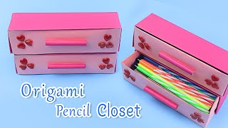 Easy Way To Make Origami Pencil Closet | Beautiful Paper Closet Easy Making | Origami Crafts Idea