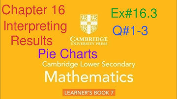 Ex#16.3 Q#1-3 | pie charts | Chapter 16 Statistics| Cambridge lower Secondary Mathematics Book 7