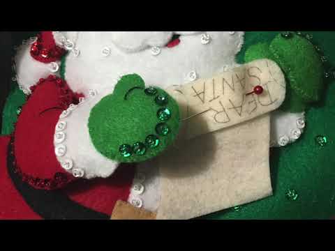 Learn to Stitch Bucilla Felt Santa Christmas Ornament 