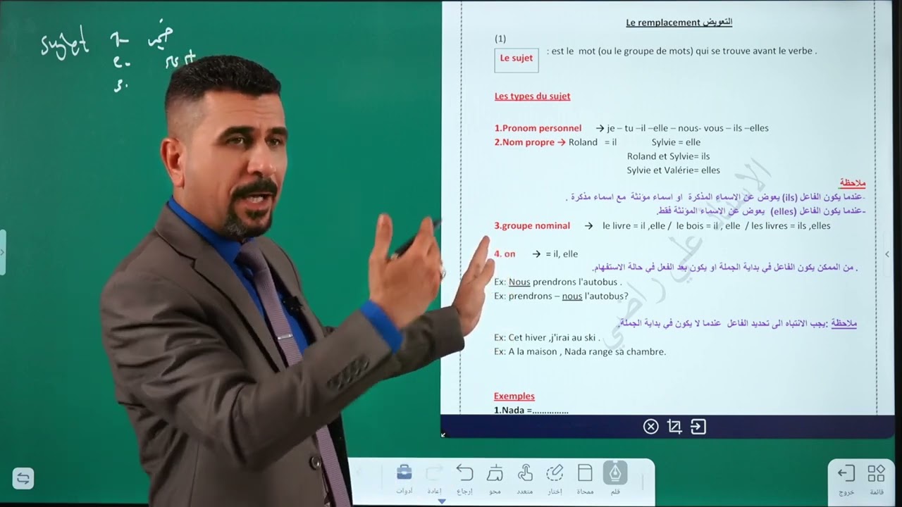 المحاضرة الأولى  تعويض( الفاعل- المفعول به  المباشر) || اللغة الفرنسية للسادس العلمي