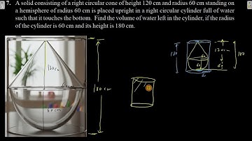 A solid consisting of a right circular cone of height 120 cm and radius 60 cm standing on a hemisphe