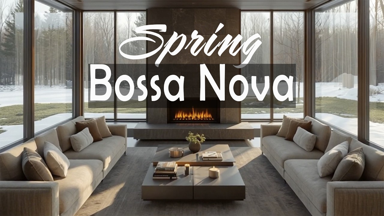 🌿Spring Bossa Nova Music 🔥🎶 Cozy Fireplace Background for Study, Work & Relaxation