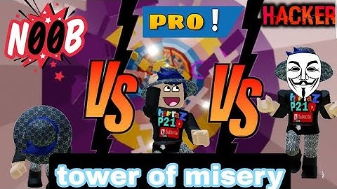 noob vs pro vs hecker on tower of misery [tom] (roblox malaysia)