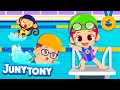 Swimming🏊 | Splish! Splash! | Let's Learn the Swimming Techniques | Sports Songs for Kids | JunyTony