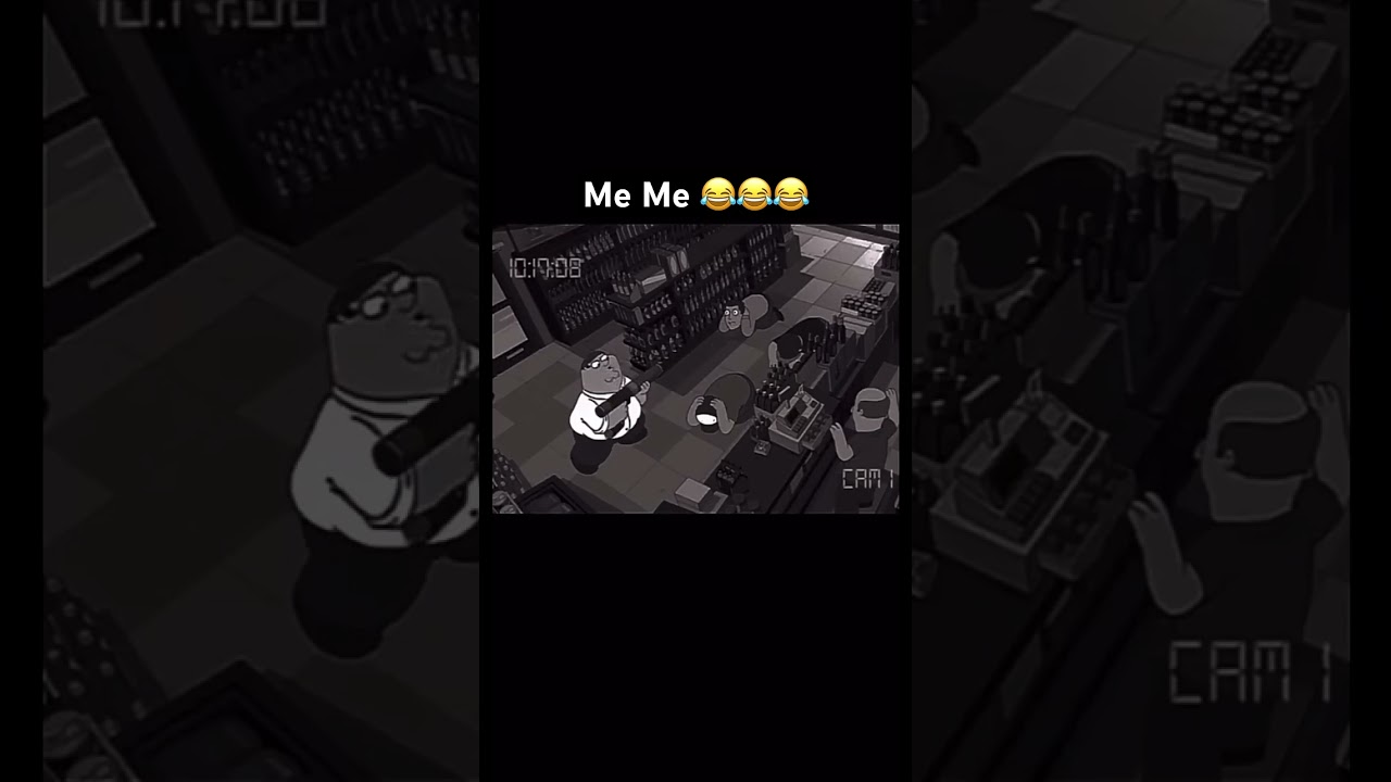 Family Guy Peter griffin uses a shirt gun in the store