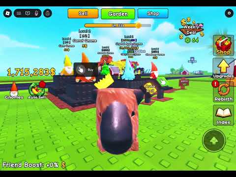 Trying to get as many gnomes as possible!!! (In Roblox roll a gnome