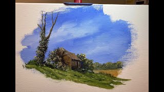 A rundown shed in acrylics.