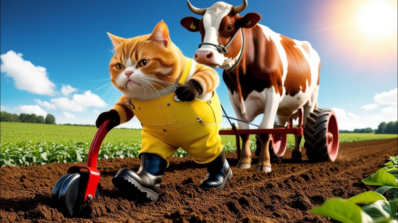 🌱 Adorable Farmer Cat Harvests Peanuts! 🥜🚜 | Cute Cat Farming Compilation 