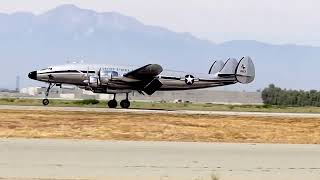 Lockheed Constellation VC-121A Bataan Returns to Chino Airport from the 2023 EAA AirVenture.