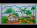 How to draw a village scenary for beginner's step by step.