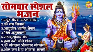 सोमवार भक्ति भजन : ॐ नमः शिवाय, कर्पूर गौरम करुणावतारं, महामृत्युंजय मंत्र, शिव अमृतवाणी व आरती