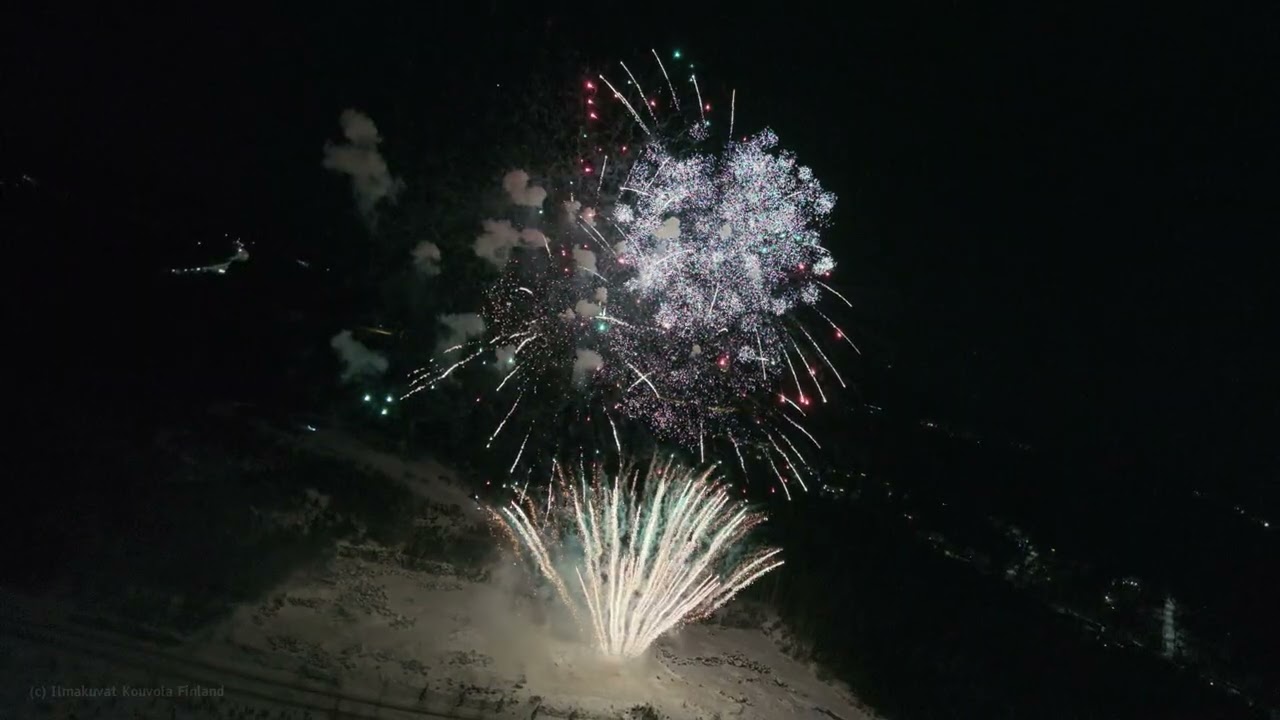 Kauppakeskus Veturin ilotulitus | Fireworks at the Veturi Shopping Center | Dronevideos from Finland